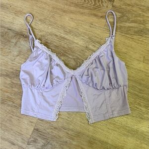 Lavender Lace Trim Crop Top